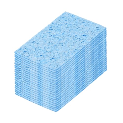 Image of MECCANIXITY 25PCS Soldering Sponge 50 x 35mm Rectangle Blue Cleaning Pad Welding Tip Iron Replacement for Cleaning Soldering Iron 1mm Natural Thickness 6mm Water Absorption Thickness