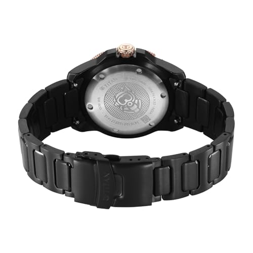Image of Titan Zero Hour Diver's 100m Analog with Blue Dial Black Stainless Steel Strap Watch for Men - 10067KM02