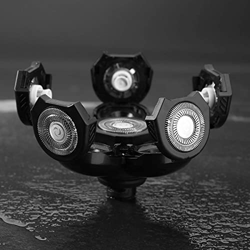 Foxsonic 6 Blades Electric Shaver Replacement Heads 6 Blades Head Shaver Replacement Blades Bald Shaver With Blade Cover Electric Razor Shaver Head (Black) #TOP7