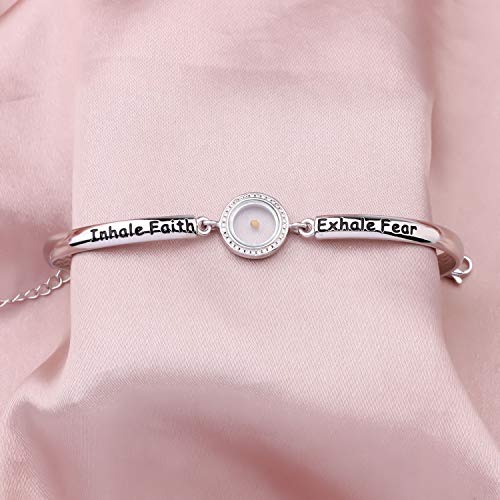 Image of HOLLP Faith Jewelry Religious Bracelet Inhale Faith Exhale Fear Mustard Seed Bracelet Christian Gift (Bracelet -S)