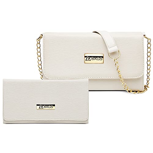Kit Bolsa Festa Feminina Luxo + Carteira de Mão Dia a Dia Branco