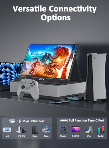 Image of KYY 4K Portable Monitor 15.6 inch Portable Monitor for Laptop UHD IPS 3840X2160 External Screen with 100% sRGB & HDR Gaming Display for Laptop PS5 /4 Xbox Switch with Speakers, VESA Compatible