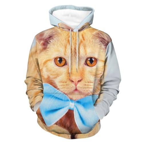 Sweat À Capuche Chat Orange Idéal pour vos Sorties Décontractées en Pull Taille S