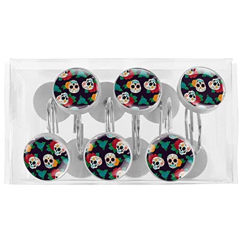 Crochets de rideau de douche double glissement fleurs de douche - 5