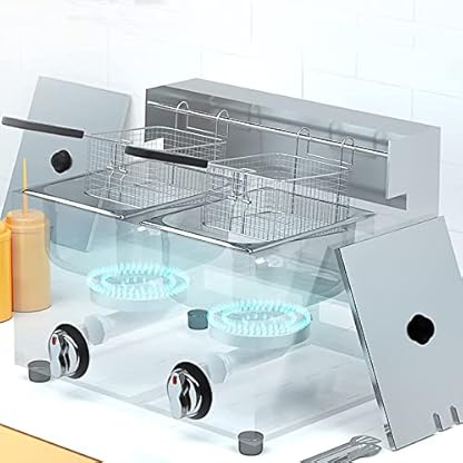 Gasfritteuse, kommerzielle Fritteuse, Fritteuse, Pommes Frites, Spieße, Edelstahlfritteuse mit großem Fassungsvermögen, mit Korblöffel – Bild 5