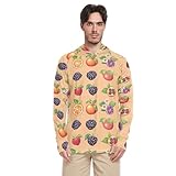 Cartoon Brombeeren Obst Pfirsich Herren-Sonnenhemden, Kapuzenpullover, langärmelig, Schwimm-Shirt, LSF 50+, Farmer-Shirt, Größe S, Cartoon Brombeeren Obst Pfirsich, Medium