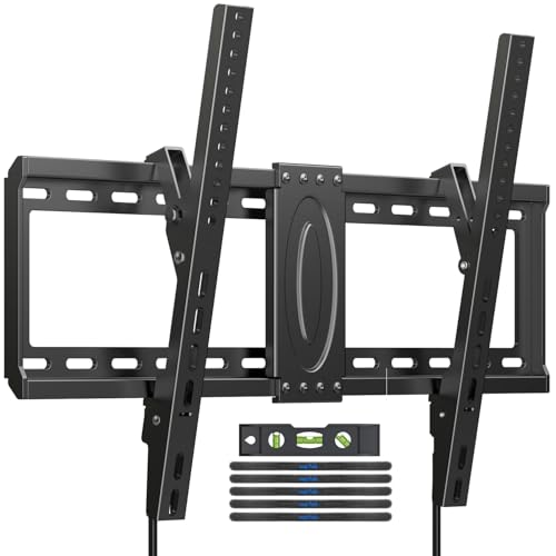 Suptek Tilt TV Wall Mount Bracket for Most 37-82 inch TV, Universal Mount with Max 600x400mm VESA and 132lbs Loading Capacity, Fits Studs 24' Apart, Low Profile with Magnetic Bubble Level (MT5082)