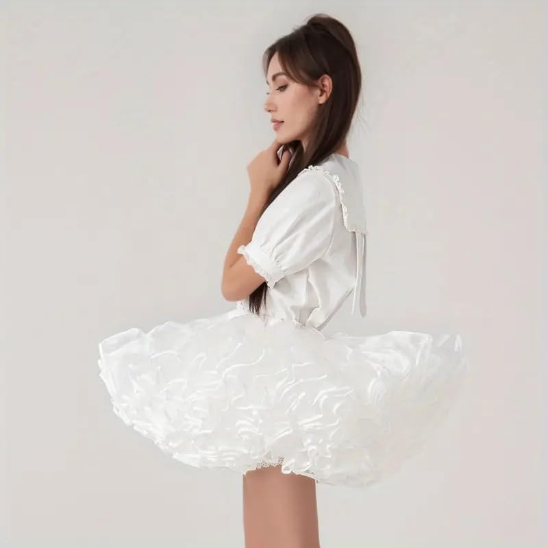 WOWBRIDAL Women Hoopless Short Petticoat Above Knee Crinoline Underskirt Slips Tutu Skirt