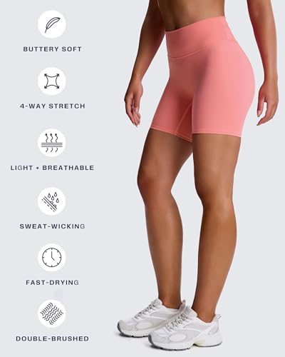 Image of Aoxjox Trinity Workout Biker Shorts for Women Tummy Control High Waisted Exercise Athletic Gym Running Yoga Shorts 6 inch