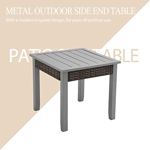 Lokatse Home Metal Outdoor Side End Table For Patio Dining Square 22.5",Dark Grey #TOP5