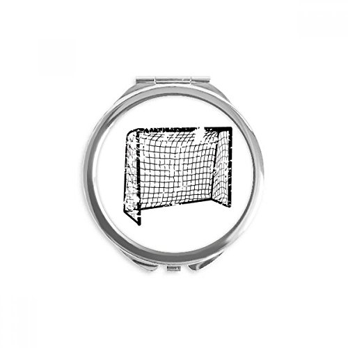 Miroir rond maquillage de poche noir au motif net football pour le sport