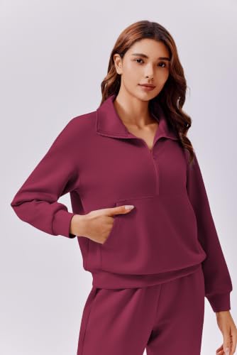 Image of PINSPARK 2 Piece Sets for Women Long Sleeve Half Zip Tracksuit Jogger Sets | 2026 Fall Travel Outfits Lounge Set, Lightweight Soft Air Layer Fabric, Kangaroo Pocket Sweatshirt, Drawstring Joggers Pants