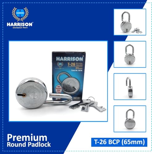 Image of Harrison Padlocks 0324 Free /Round Padlock 65Mm T - 26 with 8 Common Keys /Padlock, Padlocks, Locks for Home, Locks for Main Door
