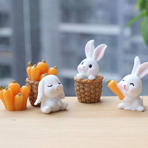 ABOOFAN 9Pcs Páscoa Festa Adorno Prop Coelho Coelho Modelo Micro Paisagem Decorativa para Favores de