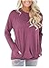 onlypuff Long Sleeve Shirts for Women Loose Fitting Tunic Tops Pocket T Shirts Womens Fashion Tops Blouse Wine Red L