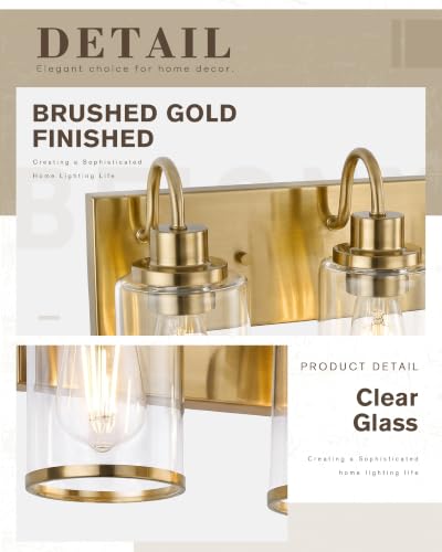 Image of Beionxii 4 Light Bathroom Light Fixtures, Gold Vanity Lights with Clear Glass Shades, Modern Vanity Lights Over Mirror, Wall Sconces for Kitchen Living Room Hallway Cabinet Porch, BX-VL01BG-4CG