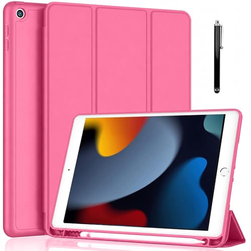 Image of ProElite Smart Case for iPad 10.2 inch 2021 9th /8th /7th Gen [Auto Sleep /Wake Cover] [Pencil Holder] [Soft Flexible Case] Recoil Series - Hot Pink