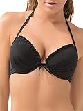 Smart & Sexy Women's Standard Swim Secret Push-up Bikini Top, Black Hue, 32A