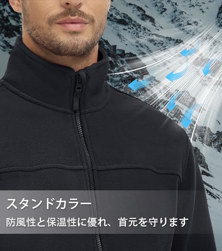 KEFITEVD メンズフリースジャケット XL ブラック