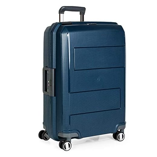 JASLEN - Maleta de Viaje rígida 4 Ruedas Trolley 64 cm Mediana de Polipropileno. y Ligera. Mango Asas y candado TSA. Cierre hermético Anti Robo. Calidad. 161160, Color Marino