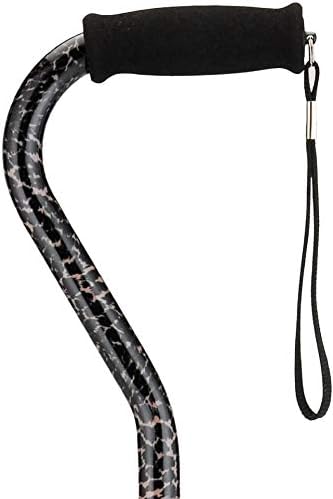 NOVA Designer Walking Cane with Offset Handle, Lightweight Adjustable Walking Stick with Carrying Strap, “Leopard” Design, 1 Count