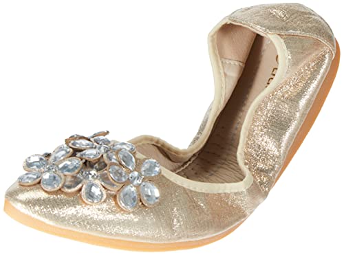 PADGENE Chaussures Plates pour Femmes, Chaussures Tout-Aller, Chaussures Extérieures Tendance à Ouverture Peu Profonde, Or Basique, 38 EU Cover