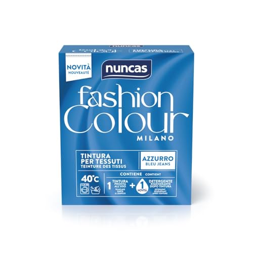 Nuncas Fashion Colour Milano - Bleu Jeans - Kit de teinture textile - Prêt à l'emploi avec lessive post-traitement (180 g - 75 ml)