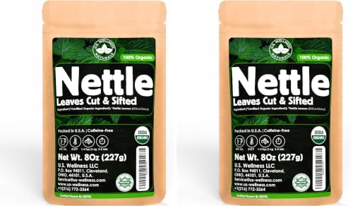 Image of Nettle Tea - 8Oz (REAL WILD HARVEST) | 100% USDA Certified ORGANIC | Loose Leaf (Urtica Dioica aka Stinging Nettle) Cut & Sifted (Pack of 2)