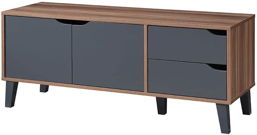 Danube HomeModesto TV Cabinet For Up To 32 Inches TV I Entertainment Modern Design Wall Unit Furniture I Wooden TV Stand For Living Room, Bedroom I TV Rack L120xW40xH49 cm - Cherry/Dark Grey