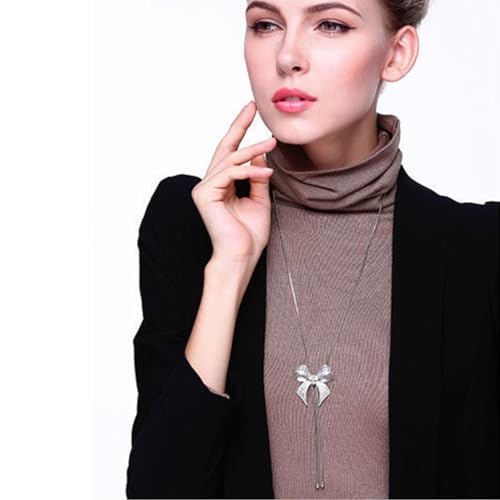 Big Bow Tie Ribbon Pendant Necklace Fashion Jewelry N152,Bow Can Sit High or Low3