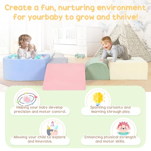 Image of whiffee Climbing Toys for Toddlers 1-3, Foam Climbing Blocks with Ball Pit for Baby, Toddler Climbing Toys Indoor, Baby Climbing Crawling Toys, Soft Play Set (No Balls Included) (Colorful)