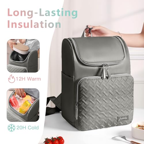 Image of Cooler Backpack Insulated Leak Proof 33 Cans, Waterproof Hiking Backpack Cooler Soft Cooler Bag Lunch Backpack for Picnic Camping Beach, Gray