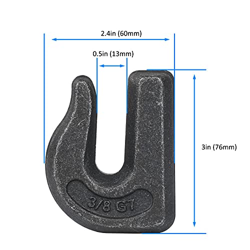 Eyluck 6 Pack 3/8" Weld On Grab Hook, Heavy Duty G70 Forged Grab Chain Hooks Great For Chain Pulling And Lifting,Utility Hook Weldable For Car, Truck, Suv, Rv, Utv, Tractors Loader Bucket, Rigging #TOP1