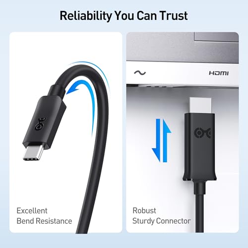 Cable Matters Unidirectional USB C to HDMI Cable - 3.3ft, [4K@60Hz / 2K@144Hz], USB-C to HDMI Cable, Thunderbolt 4 / USB4 Compatible with iPhone 16/15 Pro Max Plus, MacBook, XPS 13, Surface Pro