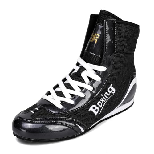 Scarpe da Ginnastica da Boxe da Donna da Uomo, Scarpe Sportive da Ginnastica Comode da Combattimento Antiscivolo Sneakers da Competizione Leggere di Moda,Nero,41 EU