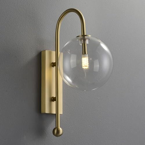 Brass Wall Sconce with Clear Globe Glass Lampshade – Modern