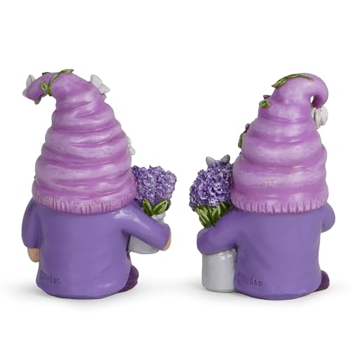 Hodao 2PCS Lavender Dream Gnome Set - Purple Fragrance Wonderland Journey Spring Swedish Tomte Elf Dwarf Figurines Summer Gnome Indoor Home Decor Gift (Lavender)