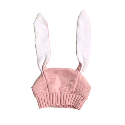 Oto�o Invierno Ni�o peque�o Beb� Sombrero de beb� de Punto Adorable Conejo Suave Oreja Conejo Sombrero Beb� Conejito Beanie Cap Photo Props - Rosa