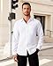 Lusead Long Sleeve Dress Shirt for Men Wrinkle Free Stretch Lightweight Fitted Casual Prom Wedding Button Down Shirt White