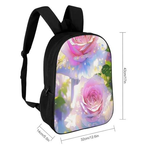 17 Inch Backpack Beautiful Roses Print Travel Dayback Shoulder Back Pack Carry On Backpack with Adjustable Shoulder Straps2