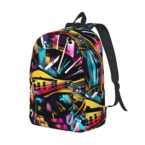 Sac à dos ordinateur portable et sac à livres imprimé piano avec compartiments