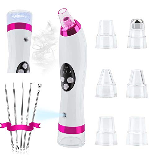 Blackhead Remover Pore Vacuum 2-in-1 Electric Facial Moisturizing Blackhead Acne Suction Extractor Pore Cleaner Rechargeable with 6 Probes for Women Men Nose Whitehead Comedone