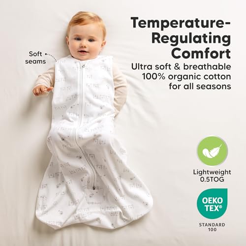 Image of 2-Pack Baby Sleep Sacks, Zipper Wearable Blanket - 100% Organic Cotton 0.5TOG, Soft Lightweight Toddler Sleeping Sack 6-12 months, Easy to Wear Newborn Swaddles Sleepsack (BumbleBear, M)