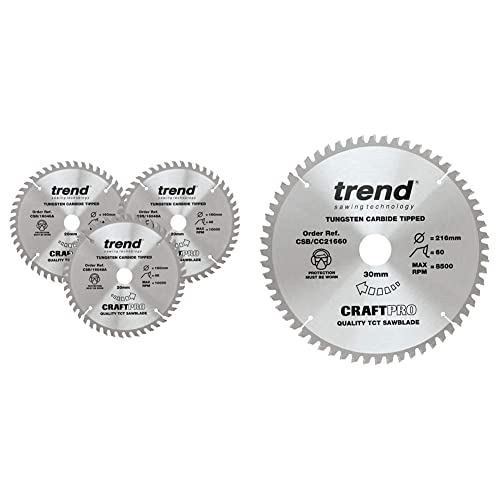 Trend CSB/160/3PK Craft Pro Triple Pack of TCT Circular Blades Ideal for Festool TS55 Plunge Saws & CSB/CC21660 Craft Pro Negative Hook Crosscutting TCT Circular Blade Ideal