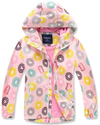 SHOOYING Girls Boys Rain Jackets Hooded Waterproof Windbreakers Outerwear