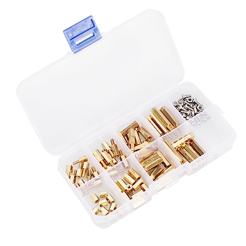 CIYODO 120Piezas Kit Latón con Tuercas y Tornillos Construcción y Montaje de Pcb Almacenados Caja Plástica Duradera y Organizada