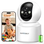Mrowly Battery Operated Indoor Camera 2.5K, Home Security Camera Wireless with 6000mAh Rechargeable Battery, Dual-Band WiFi 2.4/5G, 360° PTZ, Color Night Vision, Pet Camera with PIR Motion Detection