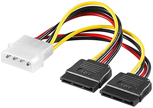 Goobay Cak Sata 4P/2Xs-Ata Power Adaptor 4-Pin 5.25 2X 15-Pin S-Ata Cavo Di Interfaccia E Adattatore