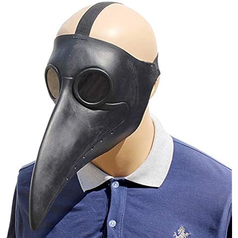 Plague Doctor Bird Mask Long Nose Beak Cosplay Steampunk Halloween Costume Props (Black) Cover