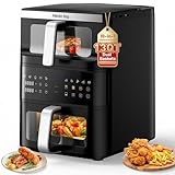 13QT Dual-Basket Air Fryer, Vertical Compact Large Air Fryers with viewing window & Independent Light, 10-in-1 Presets for Home Family, Bake/Grill/Dehydrate/Reheat, Freidora De Aire Dishwasher-Safe